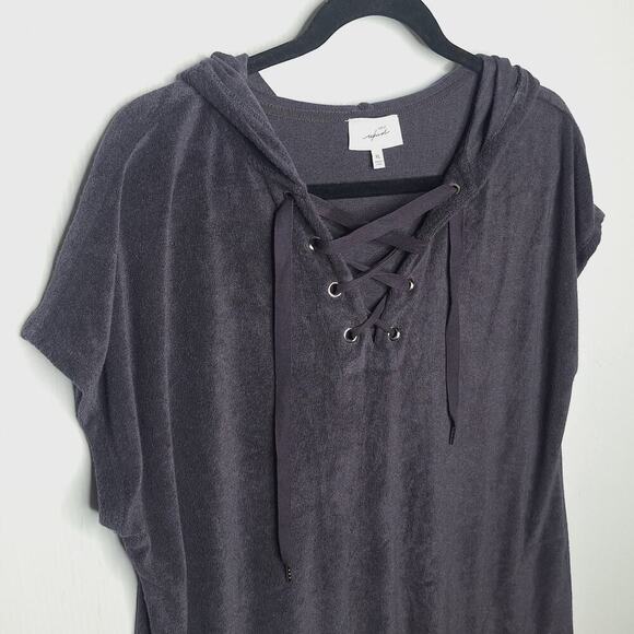 Soma Weekend Terry Bamboo Dress Lace Up Hooded XL Lounge Swim Cozy Terrycloth - Picture 5 of 9